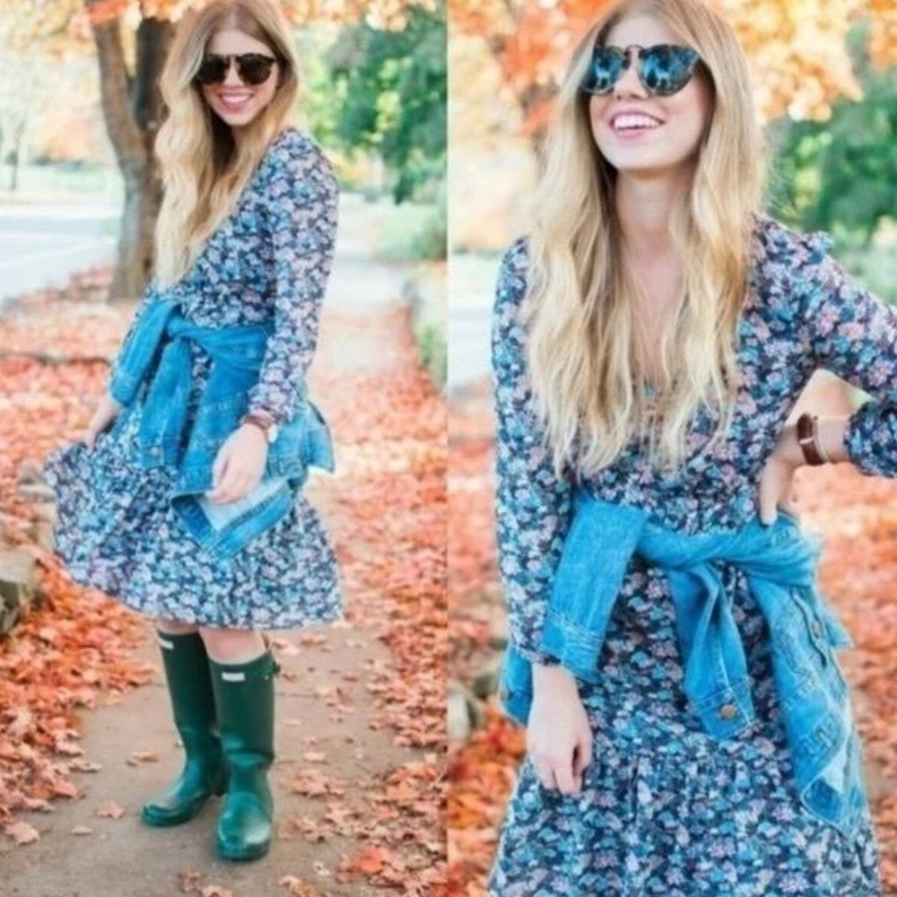 J. Crew Long Sleeve Ruffle Midi Dress - Picture 2 of 7